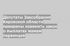 Депутаты Заксобрания Кировской области намерены изменить закон о выплатах мамам первенцев