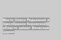 Место Олеси Редькиной в Заксобрании Кировской области займет Вячеслав Царюк