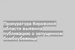 Прокуратура Кировской области выявила публикацию о запущенном бомбоубежище