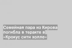 Семейная пара из Кирова погибла в теракте в «Крокус сити холле»