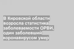 В Кировской области возросла статистика заболеваемости ОРВИ, один заболевший коронавирусом умер