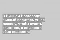 В Нижнем Новгороде пьяный водитель угнал машину, чтобы купить спиртное, и по дороге сбил подростка