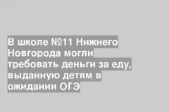 В школе №11 Нижнего Новгорода могли требовать деньги за еду, выданную детям в ожидании ОГЭ