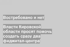 Власти Кировской области просят помочь создать сразу два фиджитал-центра