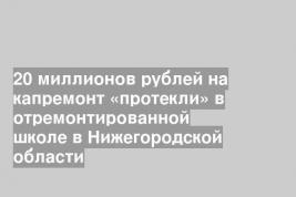 20 миллионов рублей на капремонт «протекли» в отремонтированной школе в Нижегородской области