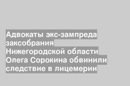 Адвокаты экс-зампреда заксобрания Нижегородской области Олега Сорокина обвинили следствие в лицемерии