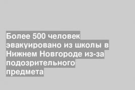 Более 500 человек эвакуировано из школы в Нижнем Новгороде из-за подозрительного предмета
