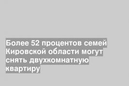 Более 52 процентов семей Кировской области могут снять двухкомнатную квартиру