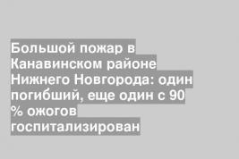 Большой пожар в Канавинском районе Нижнего Новгорода: один погибший, еще один с 90 % ожогов госпитализирован