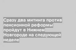 Сразу два митинга против пенсионной реформы пройдут в Нижнем Новгороде на следующей неделе