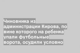 Чиновника из администрации Кирова, по вине которого на ребенка упали футбольные ворота, осудили условно