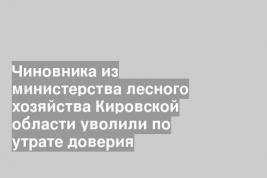 Чиновника из министерства лесного хозяйства Кировской области уволили по утрате доверия