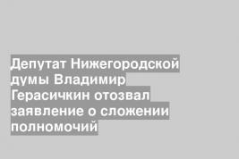 Депутат Нижегородской думы Владимир Герасичкин отозвал заявление о сложении полномочий