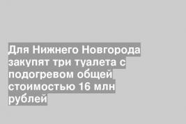 Для Нижнего Новгорода закупят три туалета с подогревом общей стоимостью 16 млн рублей