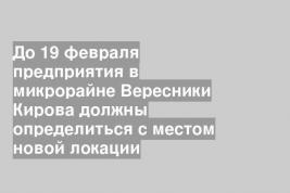 До 19 февраля предприятия в микрорайне Вересники Кирова должны определиться с местом новой локации