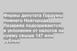 Фирмы депутата Гордумы Нижнего Новгорода Лазарева подозреваются в уклонении от налогов на сумму свыше 147 млн рублей