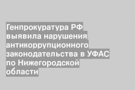 Генпрокуратура РФ выявила нарушения антикоррупционного законодательства в УФАС по Нижегородской области