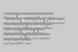 Глава администрации Кирова Вячеслав Симаков попросил горожан не ломать урны и не воровать городские скульптуры