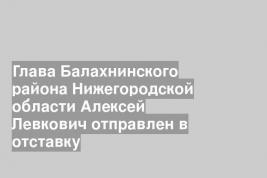 Глава Балахнинского района Нижегородской области Алексей Левкович отправлен в отставку