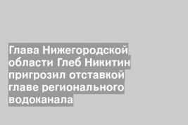 Глава Нижегородской области Глеб Никитин пригрозил отставкой главе регионального водоканала