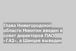 Глава Нижегородской области Никитин введен в совет директоров ПАО «ГАЗ», а Шанцев выведен
