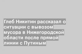 Глеб Никитин рассказал о ситуации с вывозом мусора в Нижегородской области после прямой линии с Путиным