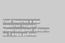 Глеб Никитин в мае нарастил госдолг Нижегородской области на 3 млрд рублей