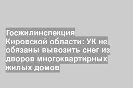 Госжилинспекция Кировской области: УК не обязаны вывозить снег из дворов многоквартирных жилых домов