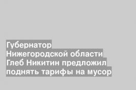 Губернатор Нижегородской области Глеб Никитин предложил поднять тарифы на мусор