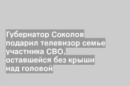 Губернатор Соколов подарил телевизор семье участника СВО, оставшейся без крыши над головой