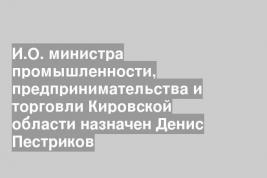 И.О. министра промышленности, предпринимательства и торговли Кировской области назначен Денис Пестриков