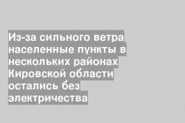 Из-за сильного ветра населенные пункты в нескольких районах Кировской области остались без электричества