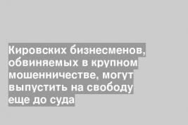 Кировских бизнесменов, обвиняемых в крупном мошенничестве, могут выпустить на свободу еще до суда