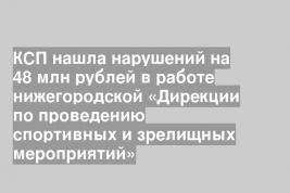 КСП нашла нарушений на 48 млн рублей в работе нижегородской «Дирекции по проведению спортивных и зрелищных мероприятий»