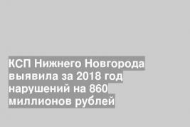 КСП Нижнего Новгорода выявила за 2018 год нарушений на 860 миллионов рублей