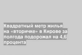 Квадратный метр жилья на «вторичке» в Кирове за полгода подорожал на 4,6 процента