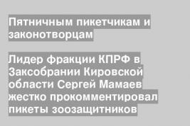 Лидер фракции КПРФ в Заксобрании Кировской области Сергей Мамаев жестко прокомментировал пикеты зоозащитников