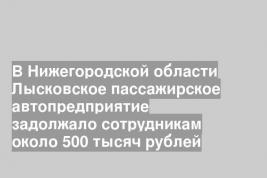 В Нижегородской области Лысковское пассажирское автопредприятие задолжало сотрудникам около 500 тысяч рублей
