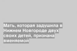 Мать, которая задушила в Нижнем Новгороде двух своих детей, признана вменяемой