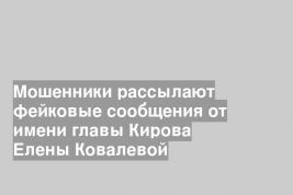 Мошенники рассылают фейковые сообщения от имени главы Кирова Елены Ковалевой