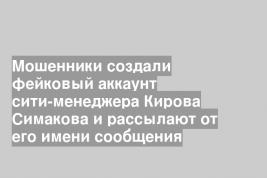 Мошенники создали фейковый аккаунт сити-менеджера Кирова Симакова и рассылают от его имени сообщения