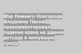 Мэр Нижнего Новгорода Владимир Панов прокомментировал падение крана на здание детсада в минувшую среду