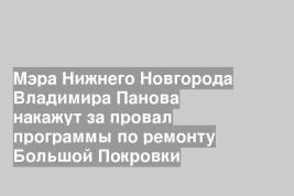 Мэра Нижнего Новгорода Владимира Панова накажут за провал программы по ремонту Большой Покровки