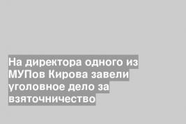 На директора одного из МУПов Кирова завели уголовное дело за взяточничество