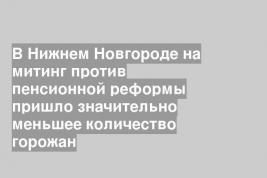 В Нижнем Новгороде на митинг против пенсионной реформы пришло значительно меньшее количество горожан