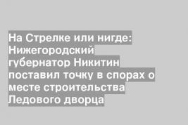 На Стрелке или нигде: Нижегородский губернатор Никитин поставил точку в спорах о месте строительства Ледового дворца