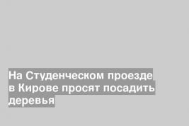 На Студенческом проезде в Кирове просят посадить деревья
