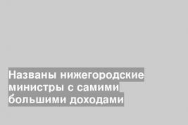 Названы нижегородские министры с самими большими доходами
