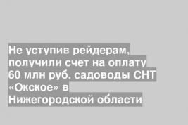 Не уступив рейдерам, получили счет на оплату 60 млн руб. садоводы СНТ «Окское» в Нижегородской области