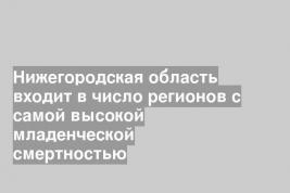 Нижегородская область входит в число регионов с самой высокой младенческой смертностью